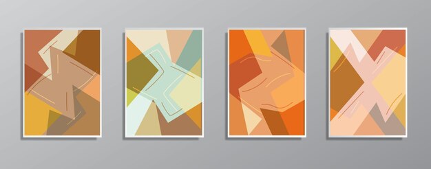 Conjunto de ilustraciones creativas minimalistas dibujadas a mano en color neutro vintage para pared para tarjeta de regalo