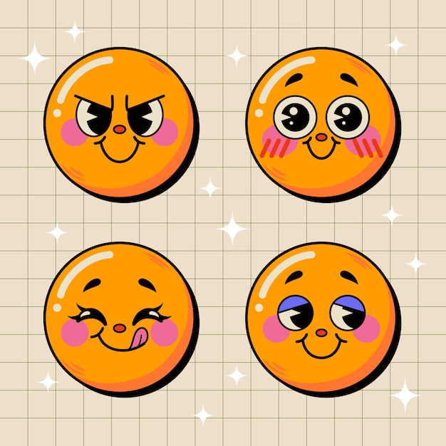 Conjunto de ilustraciones de emojis dibujados a mano