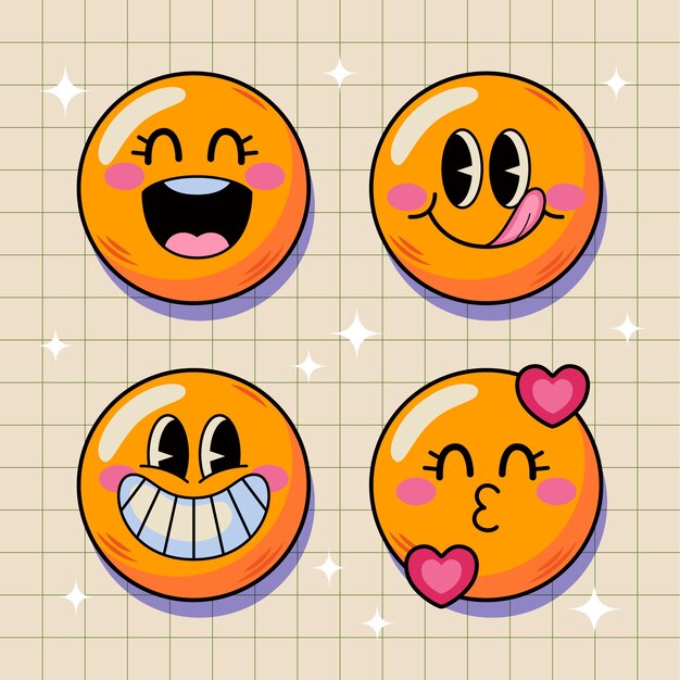 Conjunto de ilustraciones de emojis dibujados a mano