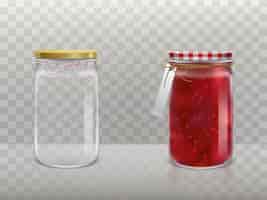 Vector gratuito un conjunto de ilustraciones de frascos redondos de vidrio