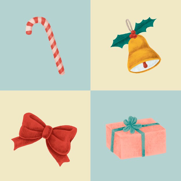 Conjunto de ilustraciones de Navidad dibujadas a mano