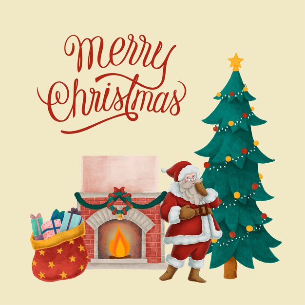 Conjunto de ilustraciones de Navidad dibujadas a mano