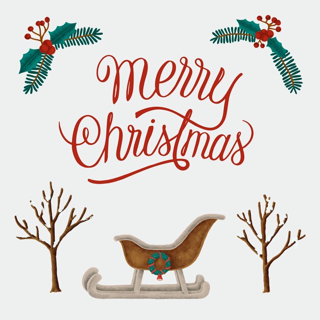 Conjunto de ilustraciones de Navidad dibujadas a mano