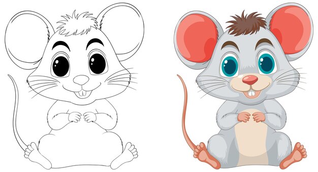 Conjunto de ilustraciones de ratones de dibujos animados