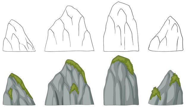 Conjunto de ilustraciones vectoriales de picos de montaña