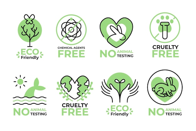 Conjunto ilustrado de insignias libres de crueldad