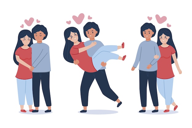 Vector gratuito conjunto ilustrado de novio y novia.