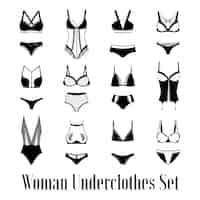 Vector gratuito conjunto de imágenes de ropa interior de mujer