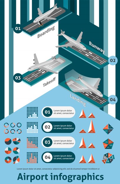 Conjunto de infografía de aeropuerto