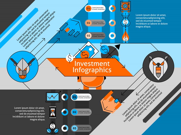Vector gratuito conjunto de infografía de línea de inversión