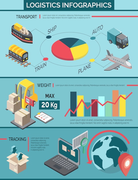 Vector gratuito conjunto de infografía logística