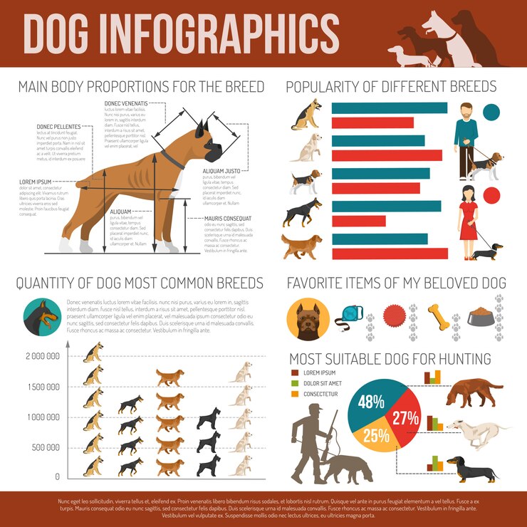 Vector gratuito conjunto de infografía de perro