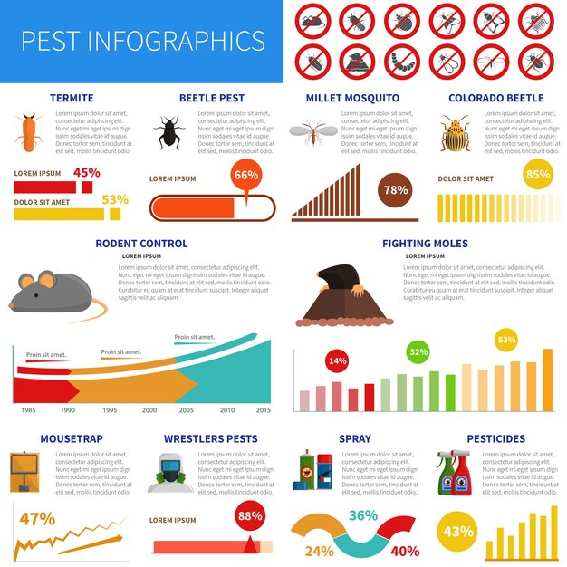 Conjunto de infografía de plagas
