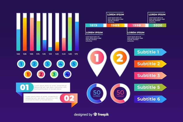 Conjunto de infografía de plantilla de negocios gráficos