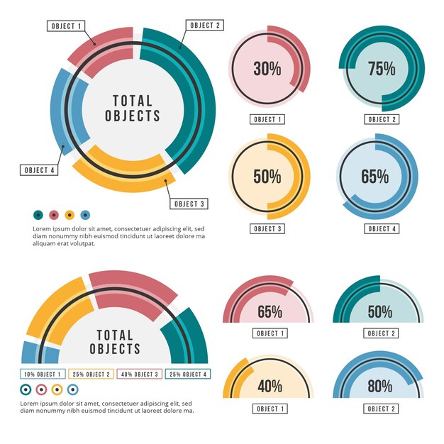 Conjunto de infografía radial