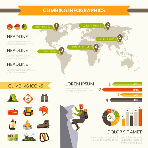 Conjunto de infografías de escalada