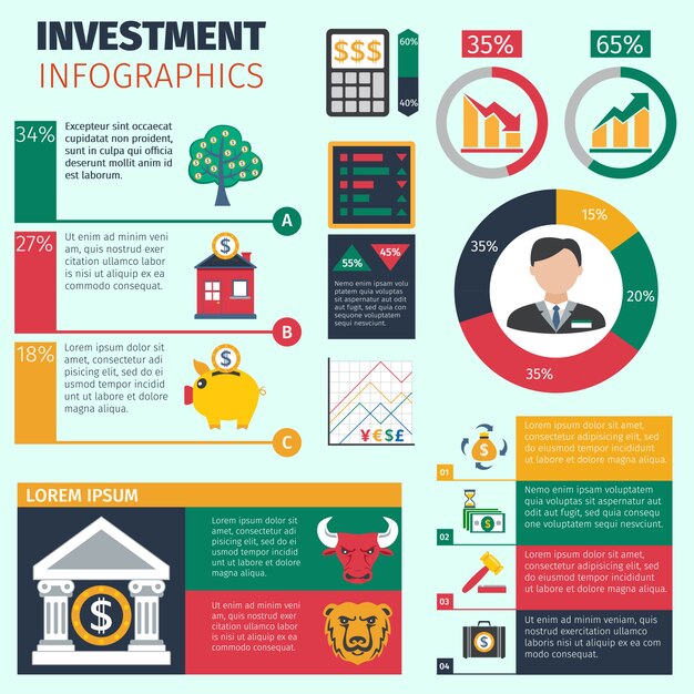 Conjunto de infografías de inversión