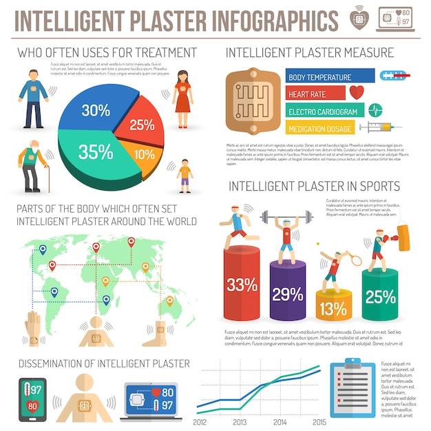 Conjunto de infografías parches electrónicos multicolor.