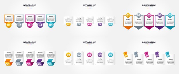 Este conjunto de infografías vectoriales es ideal para publicidad en folletos y revistas.