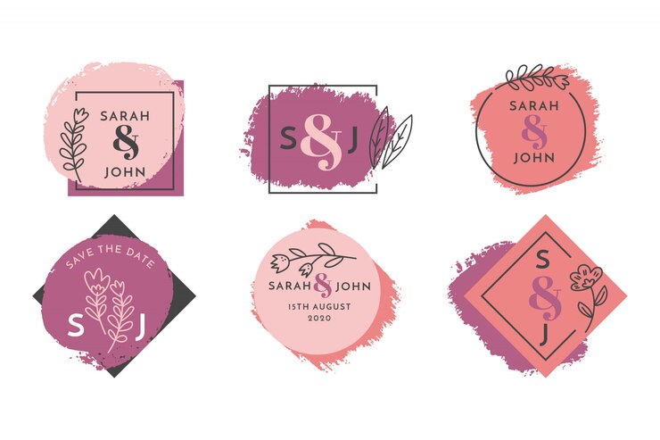 Vector gratuito conjunto de insignia floral de boda