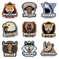 Vector gratuito conjunto de insignias de animales salvajes coloridos