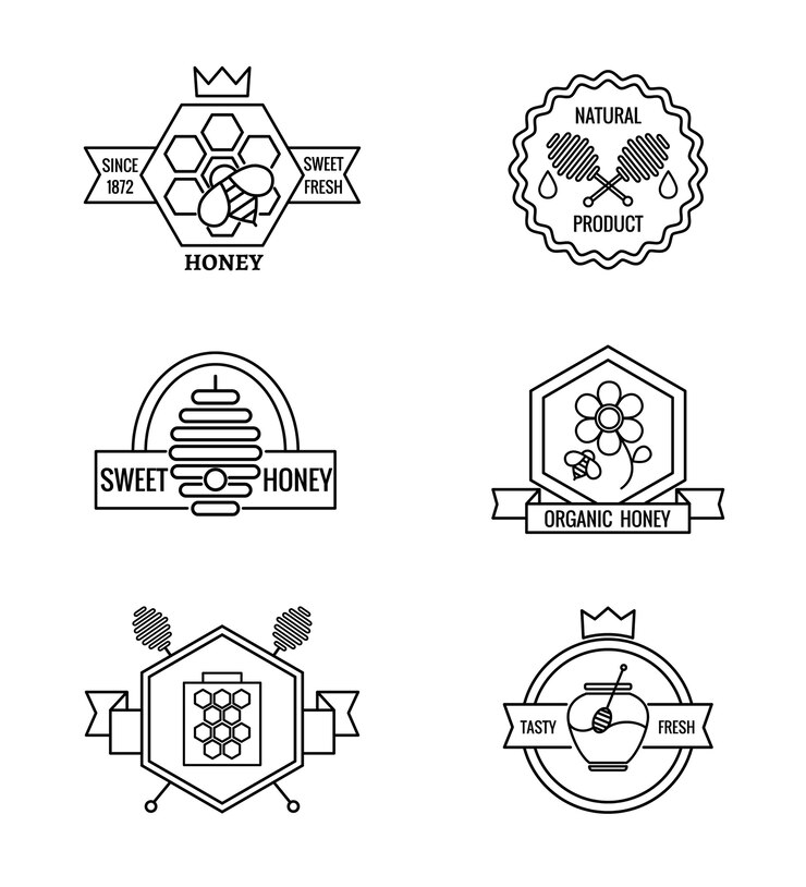 Vector gratuito conjunto de insignias de apicultura y apicultura.