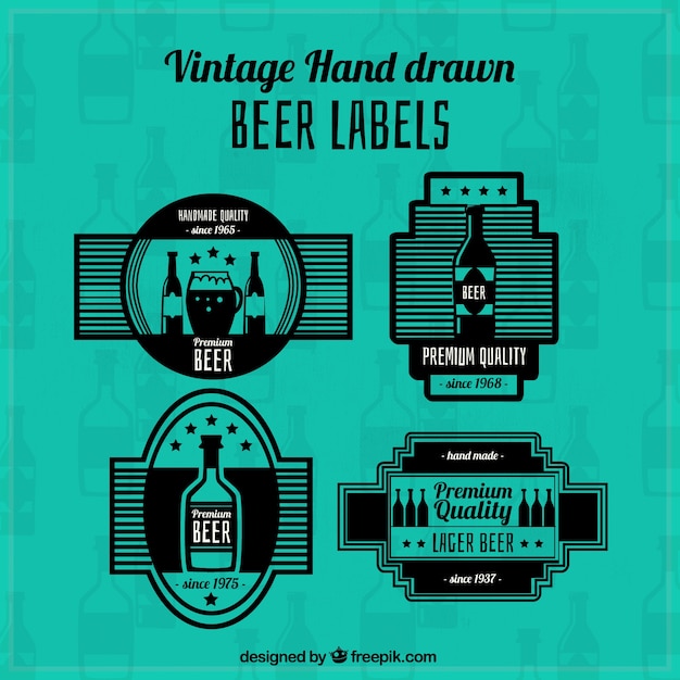 Vector gratuito conjunto de insignias de cerveza clásicas