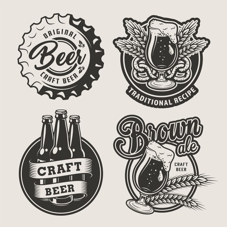Vector gratuito conjunto de insignias de cerveza vintage