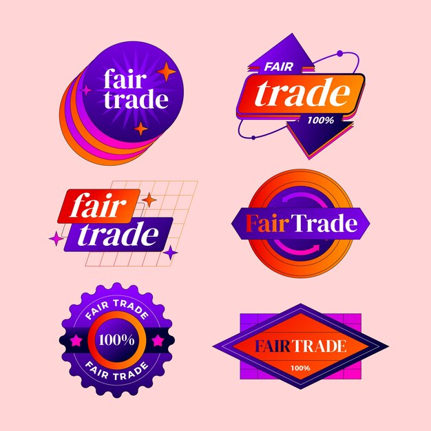 Conjunto de insignias de comercio justo degradado
