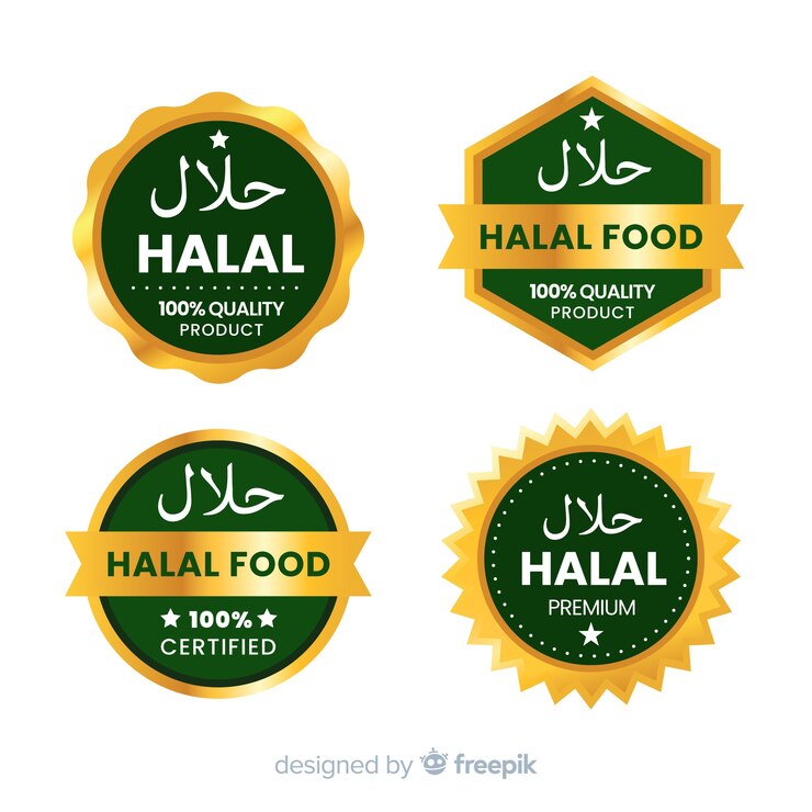 Vector gratuito conjunto de insignias de comida halal