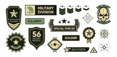 Vector gratuito conjunto de insignias del ejército