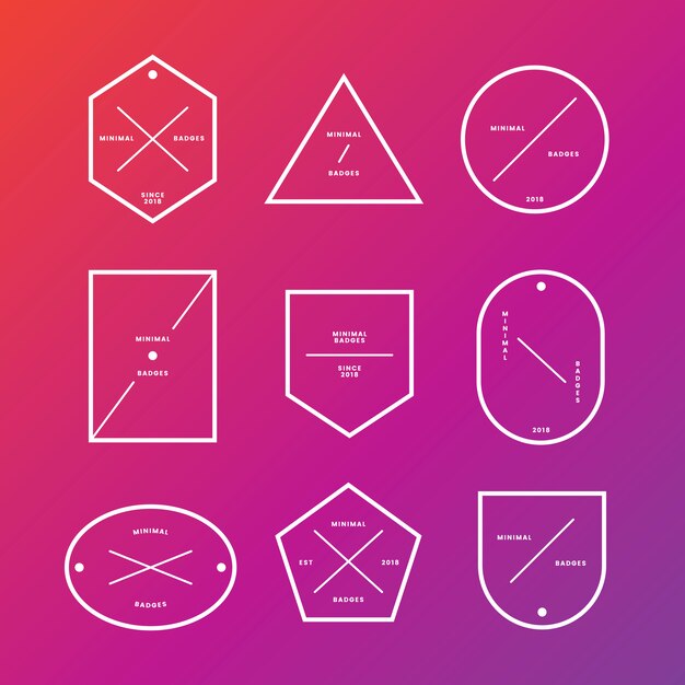 Conjunto de insignias y etiquetas mínimas