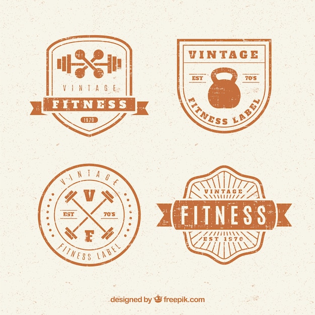 Vector gratuito conjunto de insignias fitness en estilo vintage