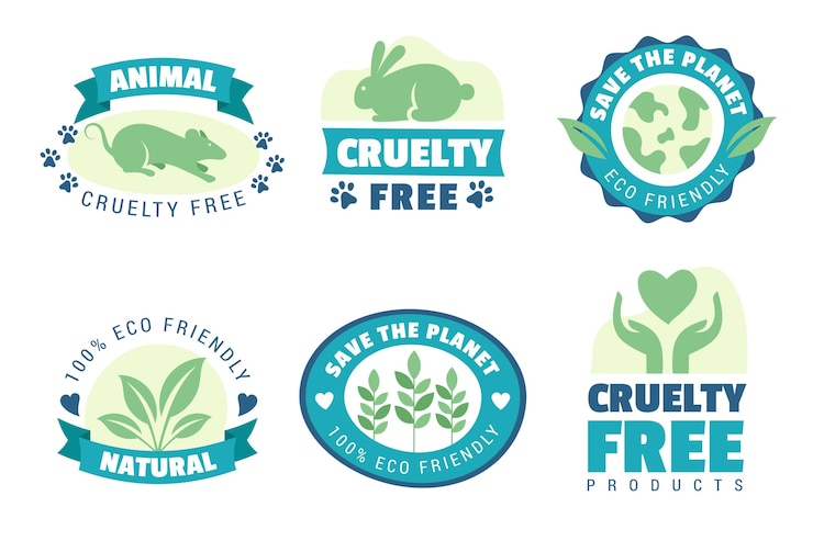Vector gratuito conjunto de insignias libres de crueldad