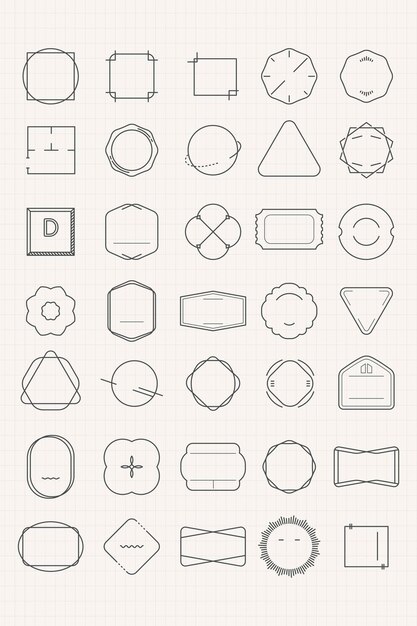 Conjunto de insignias mínimas en blanco