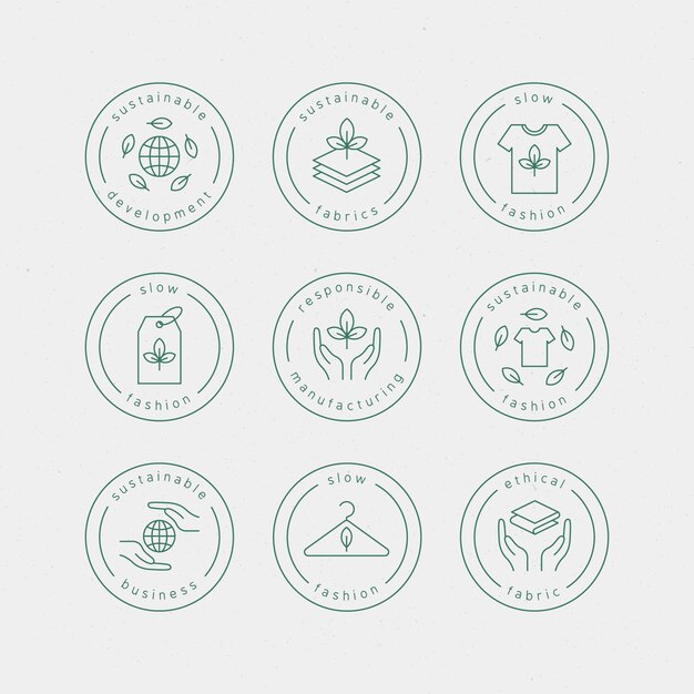 Conjunto de insignias de moda lenta de diseño plano