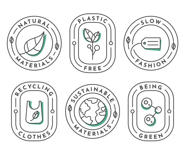 Conjunto de insignias de moda lenta de diseño plano