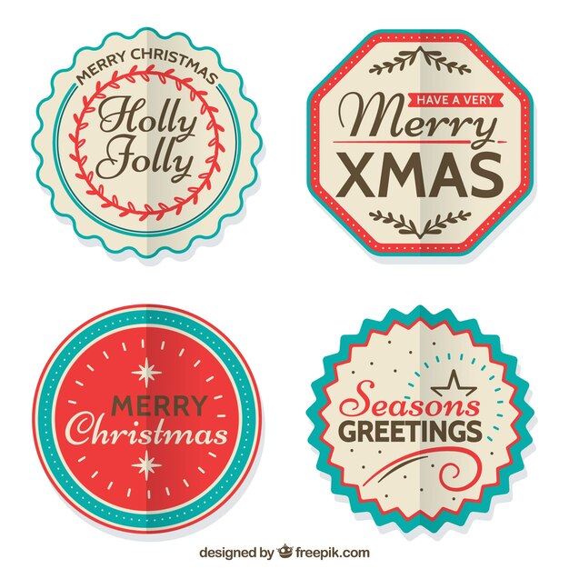 Conjunto de insignias de navidad vintage