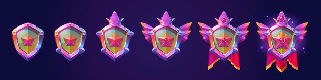 Conjunto de insignias de progreso del juego militar