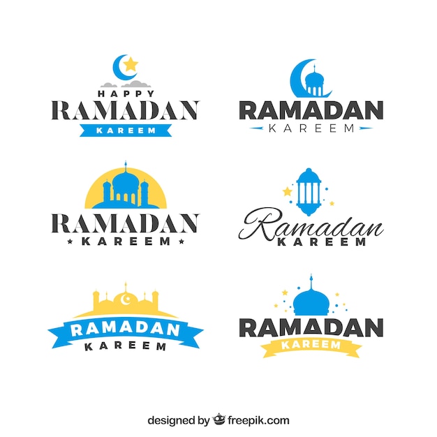 Conjunto de insignias de ramadán en estilo plano
