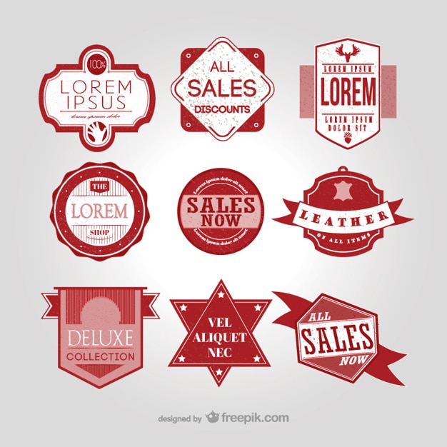 Vector gratuito conjunto de insignias de rebajas vintage