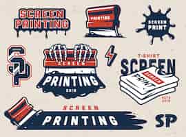 Vector gratuito conjunto de insignias de serigrafía vintage