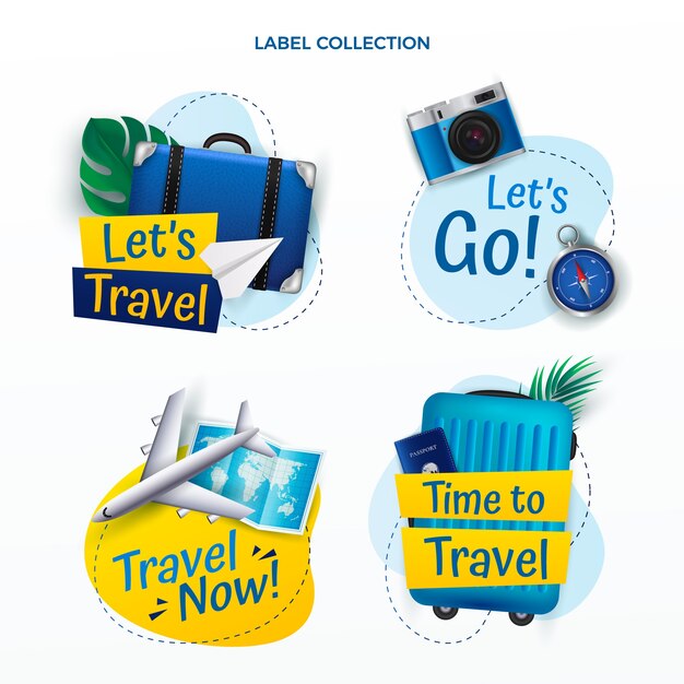 Conjunto de insignias de viaje de diseño plano