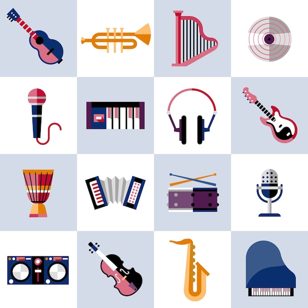 Vector gratuito conjunto de instrumentos musicales