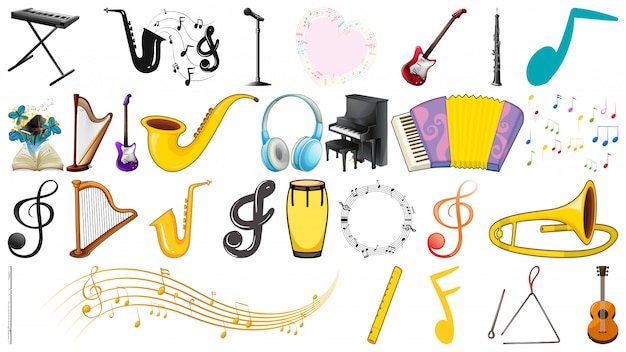 Vector gratuito conjunto de instrumentos musicales