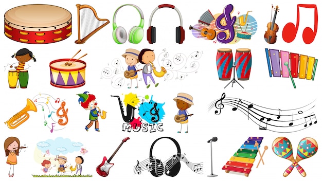 Vector gratuito conjunto de instrumentos musicales