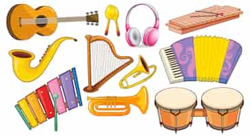 Vector gratuito un conjunto de instrumentos musicales.
