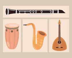 Vector gratuito conjunto de instrumentos musicales