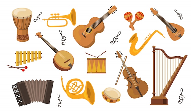 Vector gratuito conjunto de instrumentos musicales