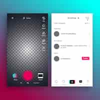 Vector gratuito conjunto de interfaz de la aplicación tiktok